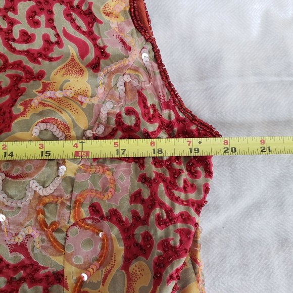 Vintage Class Silk Trousers with Embroidered Beaded Vest Set Sz14 - Picture 12 of 15